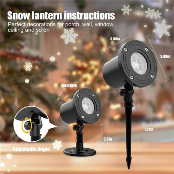 Christmas Snowflake Projector Lights Waterproof LED Snowfall Projection - Picture 4 of 6